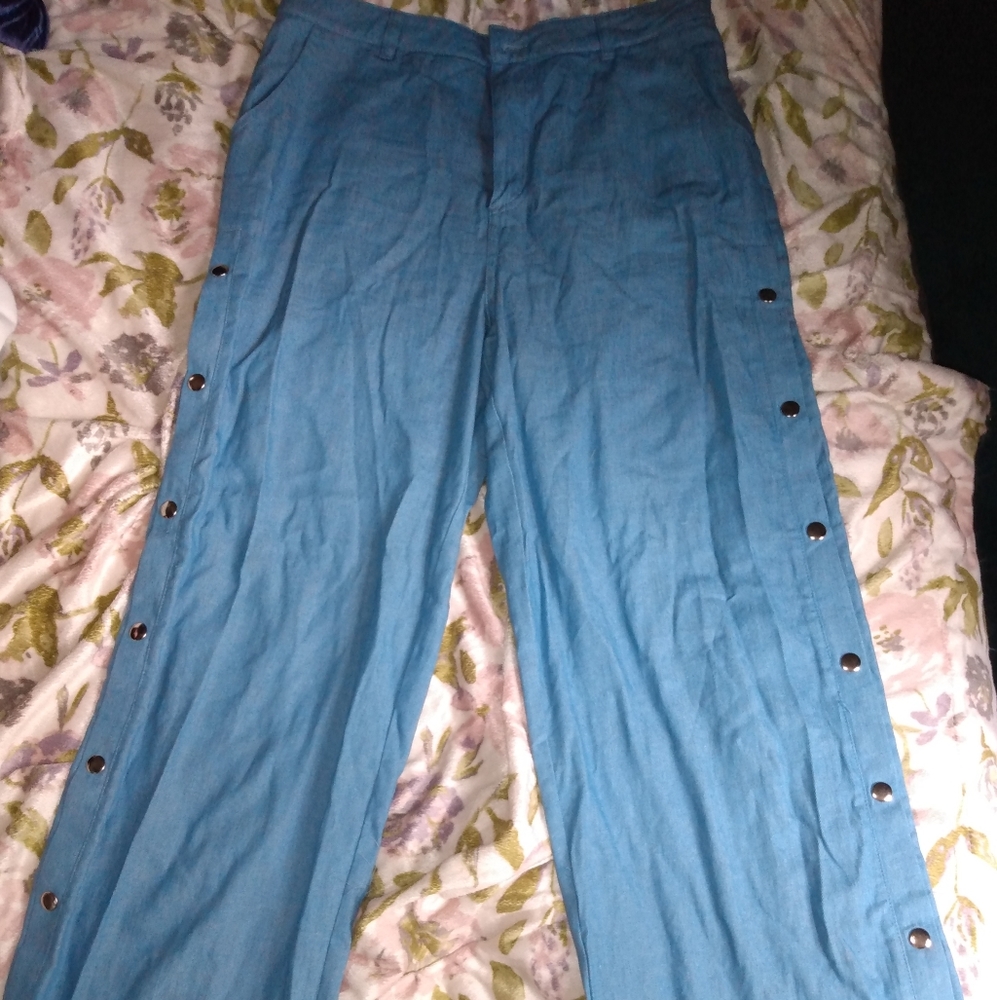 Wild Honey wideleg sidebutton jeans from Dollskill
